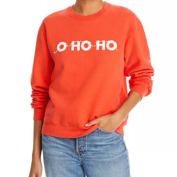 Kule The Raleigh O HO HO Lights sweatshirt fleece size XS Christmas orange poppy - Picture 5 of 14